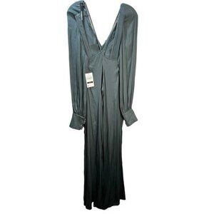 NEW Long Sleeve Satin Maxi Dress V Neck Medium‎